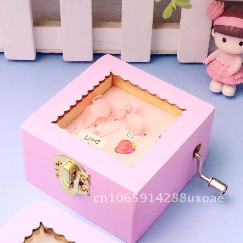 

Small dried flower wooden music box, cute wooden patch music box, student creative gift, birthday gift