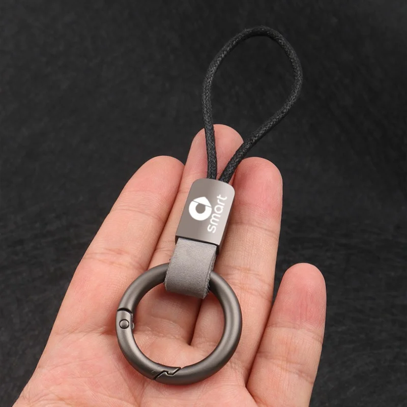 Genuine Leather Keychain Simple Lanyard Keyring For smart fortwo forfour 453 451 450 Car Key Holder Key Cover Auto Accessories