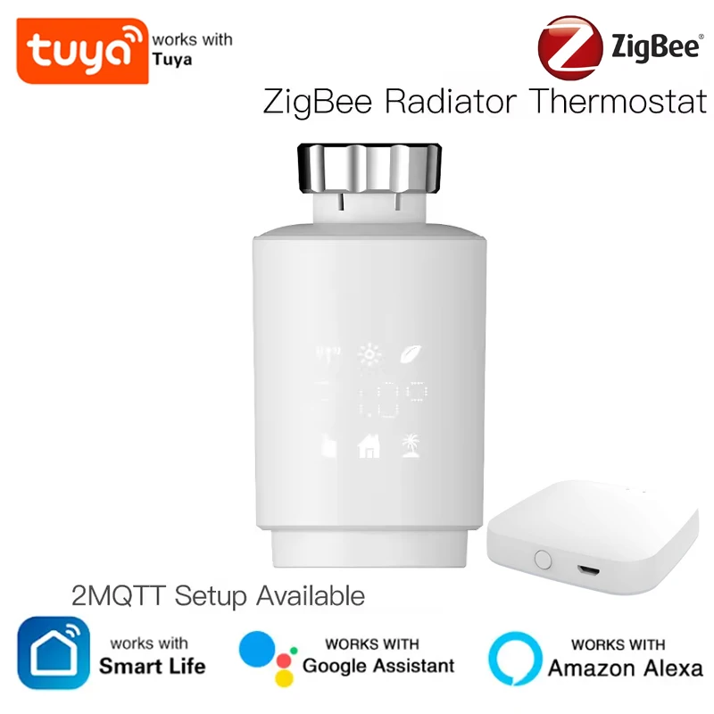 

Tuya ZigBee Radiator Actuator Valve Smart Thermostat Temperature Controller External Sensor TRV Voice Control Via Alexa Google