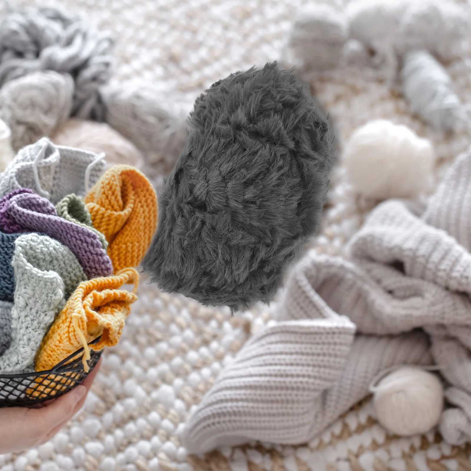 

2Pcs Imitation Wool Super Yarn Soft Chunky Eyelash Yarn for Crochet Knit Scarfs Hats Blankets Anti-Pilling Light Gray