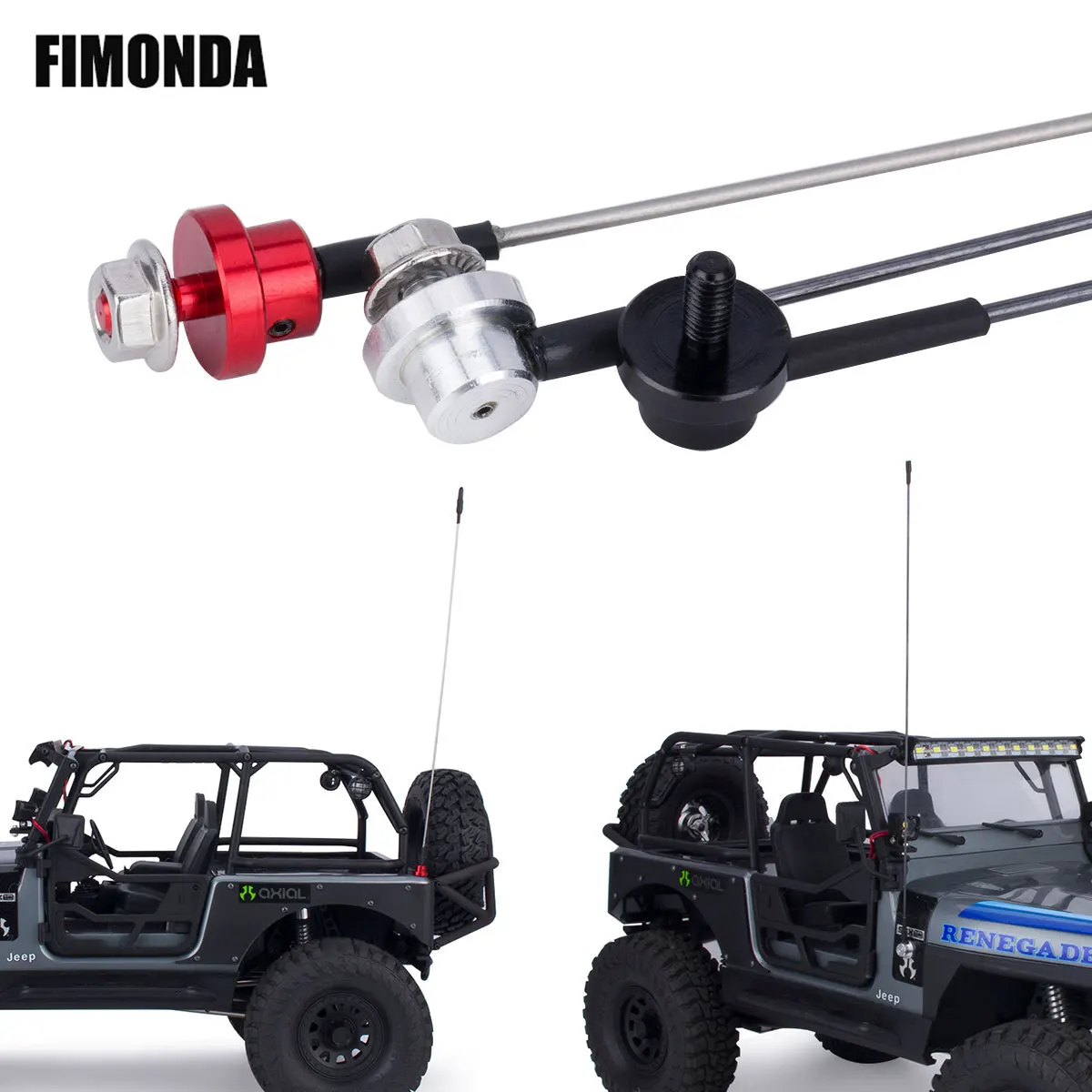 Antena de simulación ajustable de Metal con Pedestal para coche a control remoto SCX10 Wraith TRX4 D90 Tamiya, decoración de carcasa, 50cm, 1/8 1/10