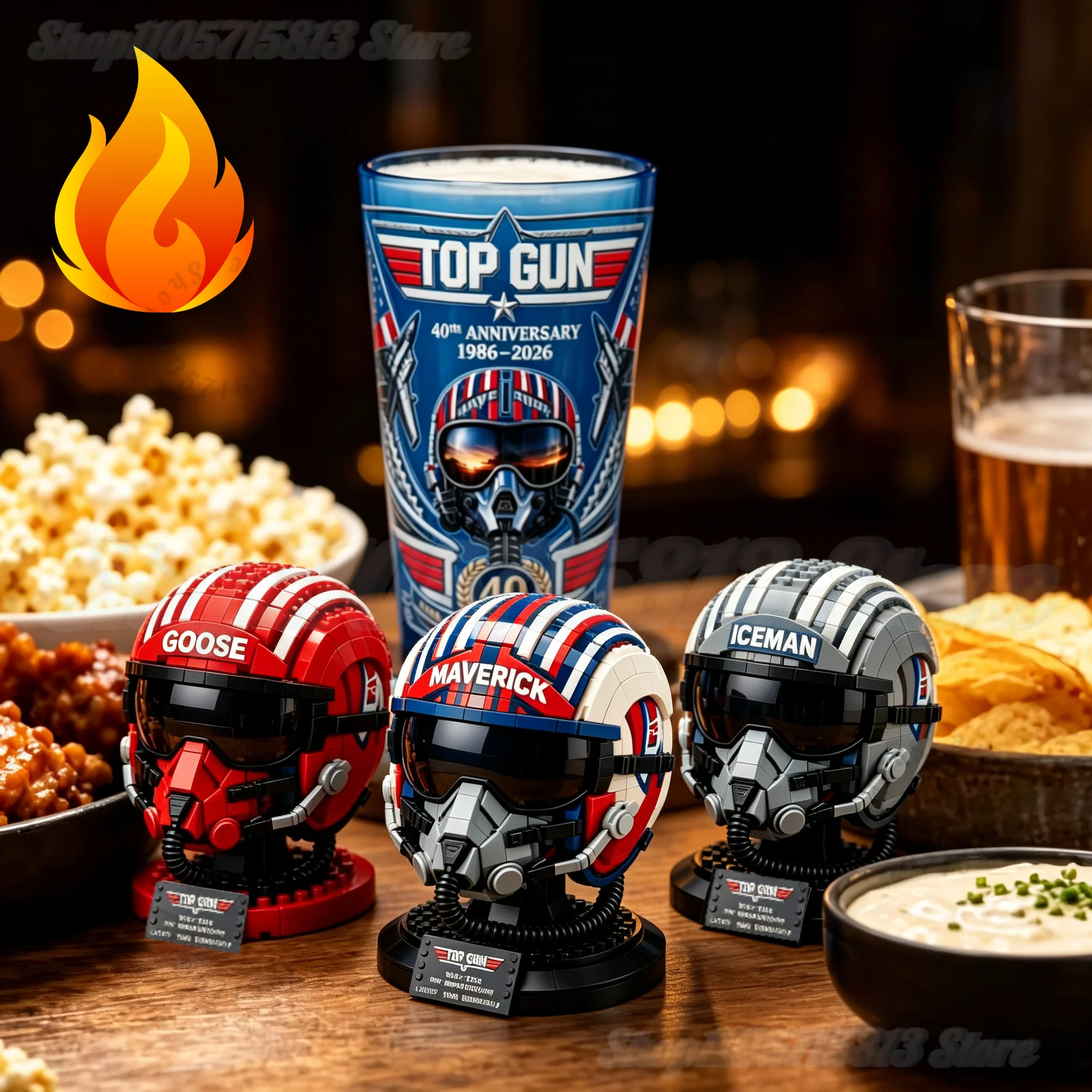 Top Gun 40. Jubiläum Maverick Pilotenhelm Sammlerfigur, Film-Memorabilia Schreibtisch-Deko für Fans und Partygeschenke