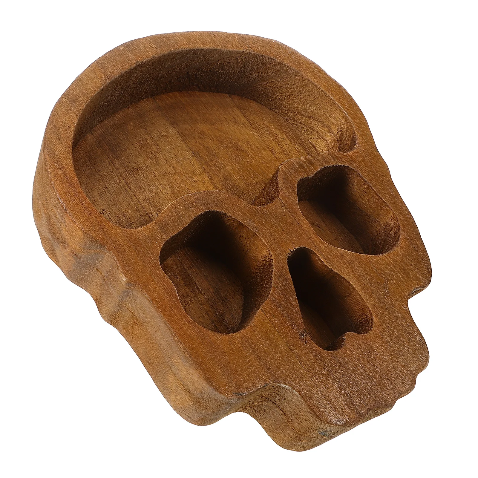 

Halloween Skull Tray Wooden Bowl Snack Dish Holder Creative Spooky Atmosphere Easy Carry Wooden Bowl