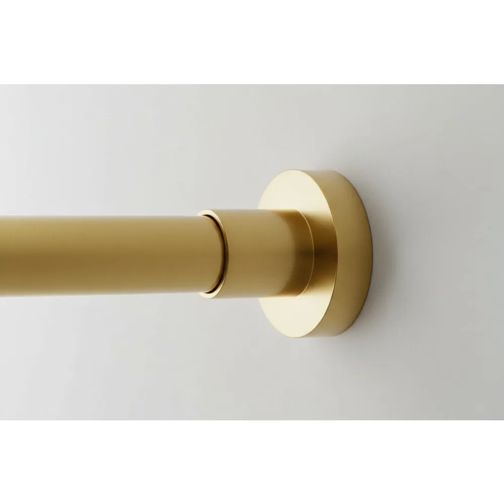 

Adjustable Tension Shower Rod 54-90 Inches No Drill Non-Slip Gold Metal Steel for Bathroom Window Curtain