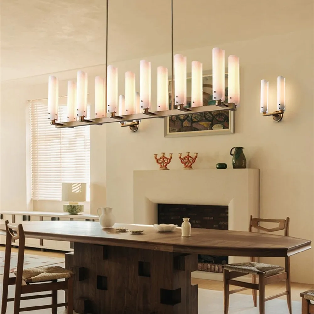 Modern LED Copper Glass Restaurant Ceiling Chandelier For Living Room TV Background Aisle Bedside Wall Lamp Mirror Front Light