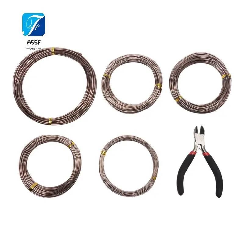 

A55F-5 Roll Tree Training Bonsai Wire Cutter Анодированная алюминиевая проволока для удержания ветвей бонсай Маленькие плавки (коричневый)