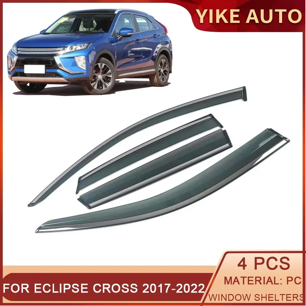 

For MITSUBISHI Eclipse Cross 2017-2022 Car Window Sun Rain Shade Visors Shield Shelter Deflector Cover Trim Frame Sticker