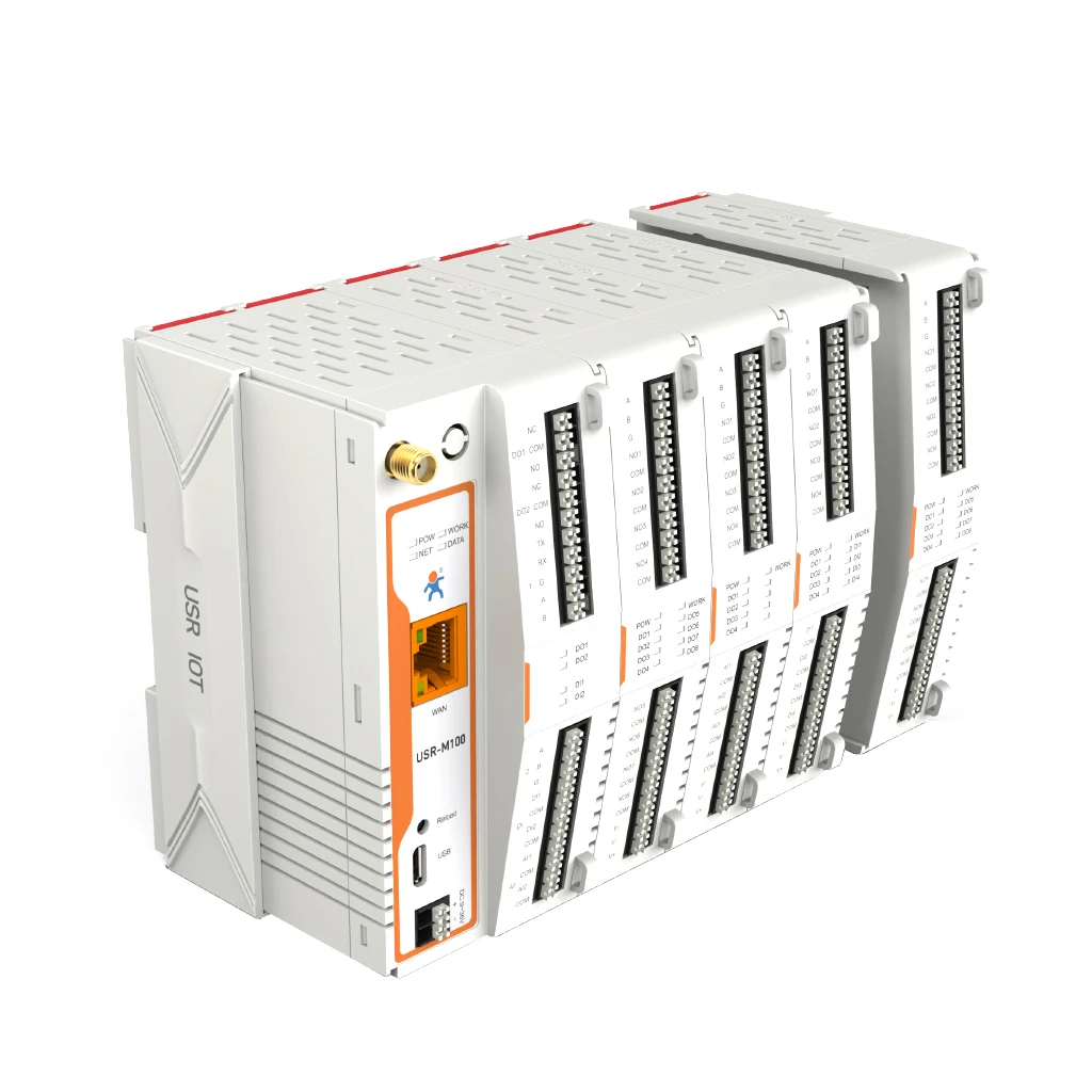 PUSR USR-M100-EAU Industrial Remote IO Gateway 4DI4DO 4AI4DO 8DO Extender IO Controller With Edge Computing MQTT 4G modem