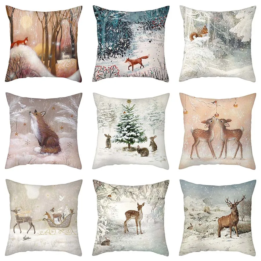 Happy New Year Home Decoration Rabbit Elk Christmas Pillowcase      Gift