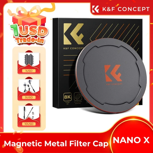 Imagen 1 del producto K & F Concept Tapa de filtro de lente de cámara de metal magnético para filtros de niebla negros UV nd CPL fijos magnéticos o de rosca para Nikon Canon Sony
