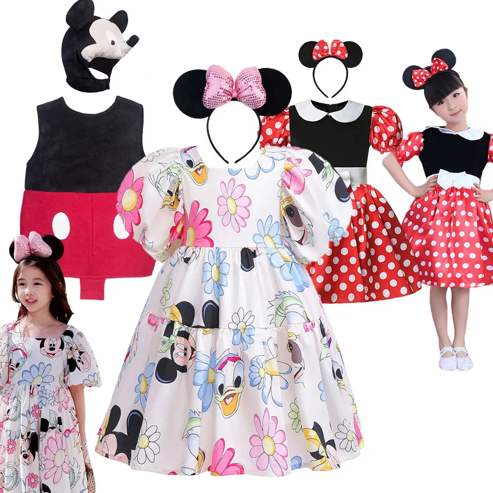 

Disney Mickey Mouse Costume for Toddler Boys Birthday Disneyland Minnie Dress Girls Brother&Sister Party Cosplay Carnival Outfit