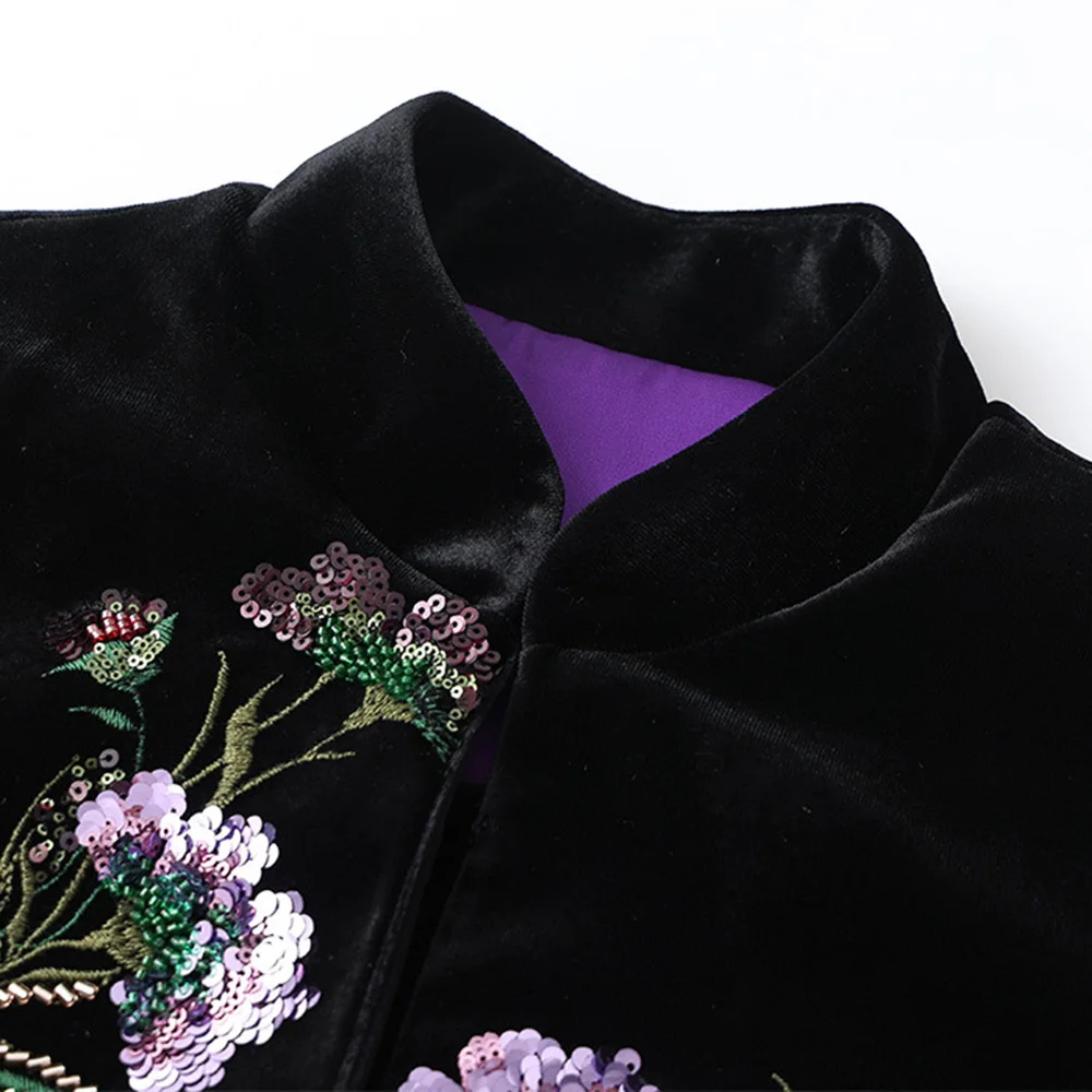 Chinese National Embroidery Jacket Women Beautiful Sequins Temperament Jacquard Ethnic Coat For Spring Autumn
