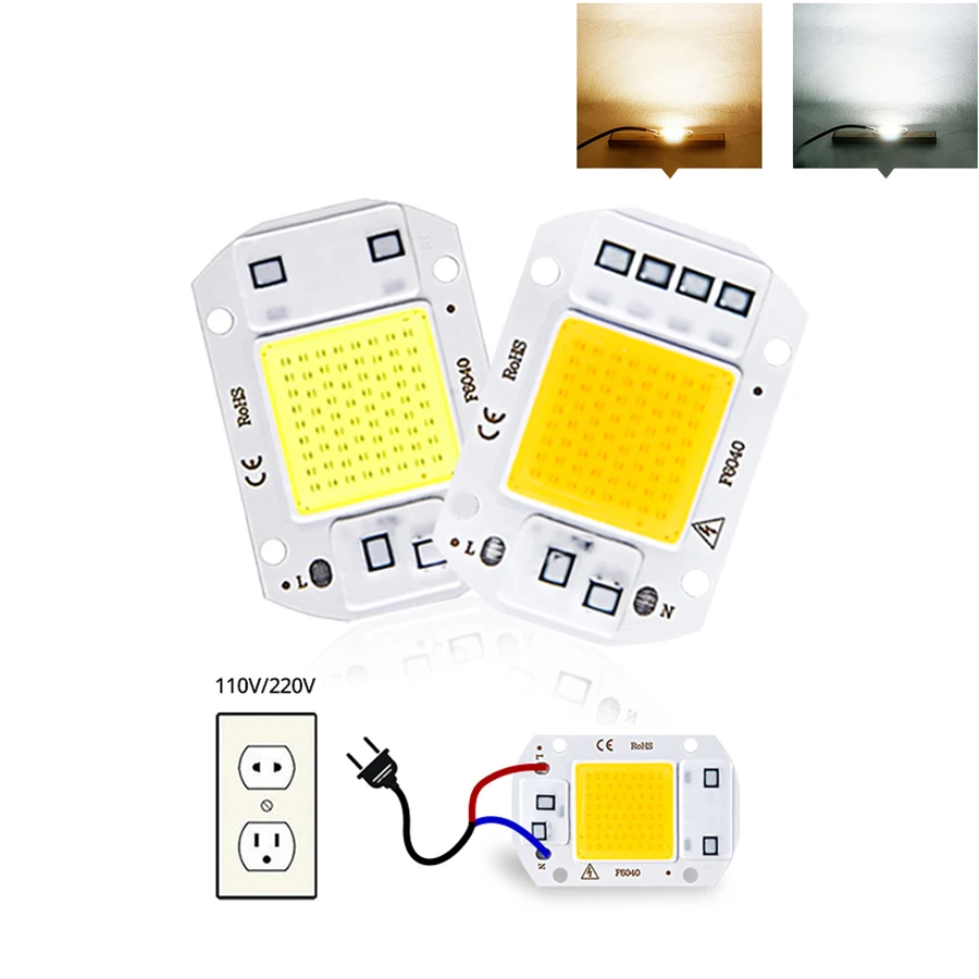 Lampa LED COB koralik 20W 30W 50W AC 110V 220V bez potrzeby kierowcy DIY światło halogenowe reflektor żarówki Led zimny ciepły biały lampa układowa