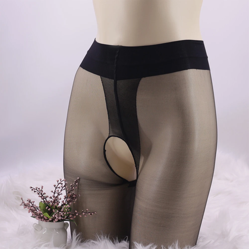 Bas sexy sans couture à entrejambe ouvert pour hommes, collants assiste, bas de batterie, sous-vêtements, caleçons transparents, chaussettes