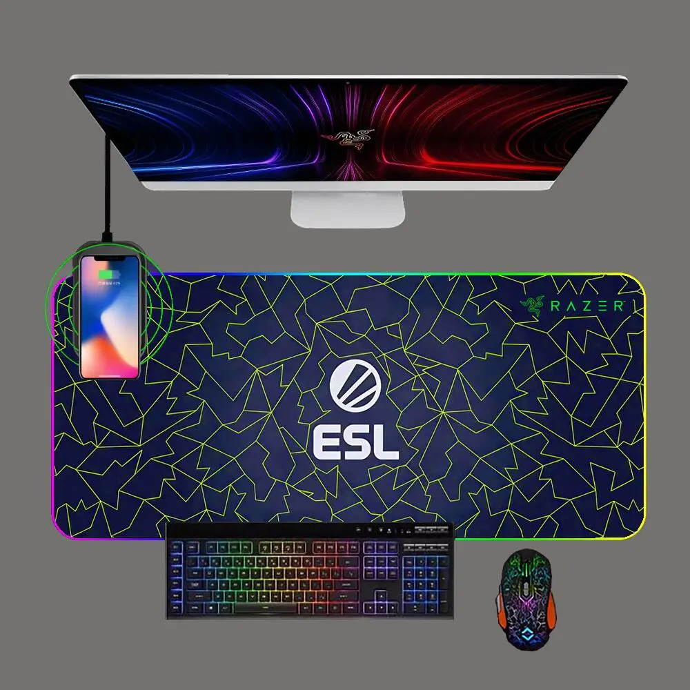 

Игровой коврик для мыши ESL RAZER Basilis, мышь со змеиным рисунком, с подсветкой, RGB клавиатура, для компьютера и офиса