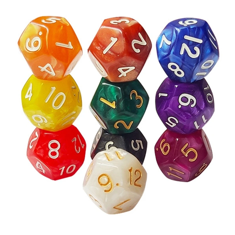10Pcs Wood Dice 12 Sided Dice 18mm Digital Number Cubes Round Coener For Kid Educational Toys DIY Board Games Dice D12