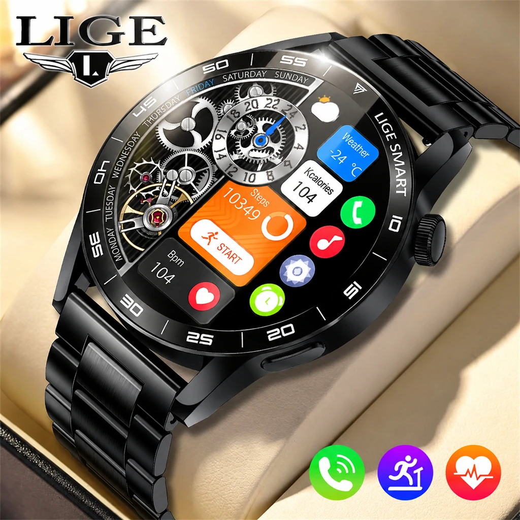LIGE Original Smart Watch 1.38 Inch HD Screen Heart Rate Blood Oxygen Health Monitoring IP68 Waterproof Sport Fitness Smartwatch