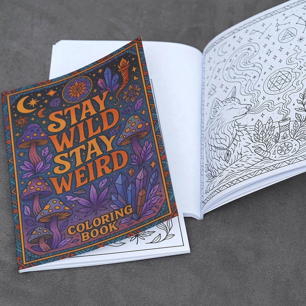 Stay Wild Stay Weird Coloring Book Psychedelic Adult Coloring Book Trippy Mushroom Spirit Animal Pages  Third Eye Visionary Art
