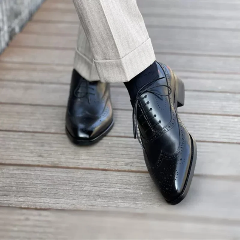 

Classic Cap Toe Brown Oxford Shoes for Men Genuine Leather Lace-Up Formal Business Office Wedding Dress Shoes Size46