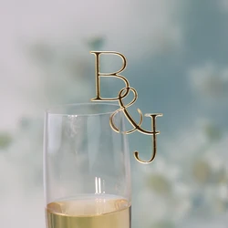 20/50/100Pcs Personalized Wedding Initial Drink Tags Glass Topper Drink Stirrers Custom swizzle sticks Birthday Drink Charms