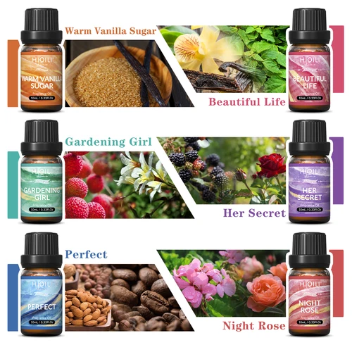 Imagen 2 del producto HIQILI Conjunto de aceites aromáticos: tema femenino | Juego de regalo TOP 6 para aromaterapia, difusor, humidificador, velas | Coche, Hogar, Hotel, Viajes