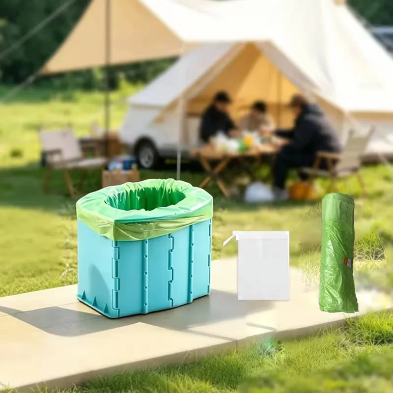 Foldable Portable RV Toilet With Garbage Bags Storage Bag Multifunctional Travel Camping Outdoor Toilet Caravan Car Accessories