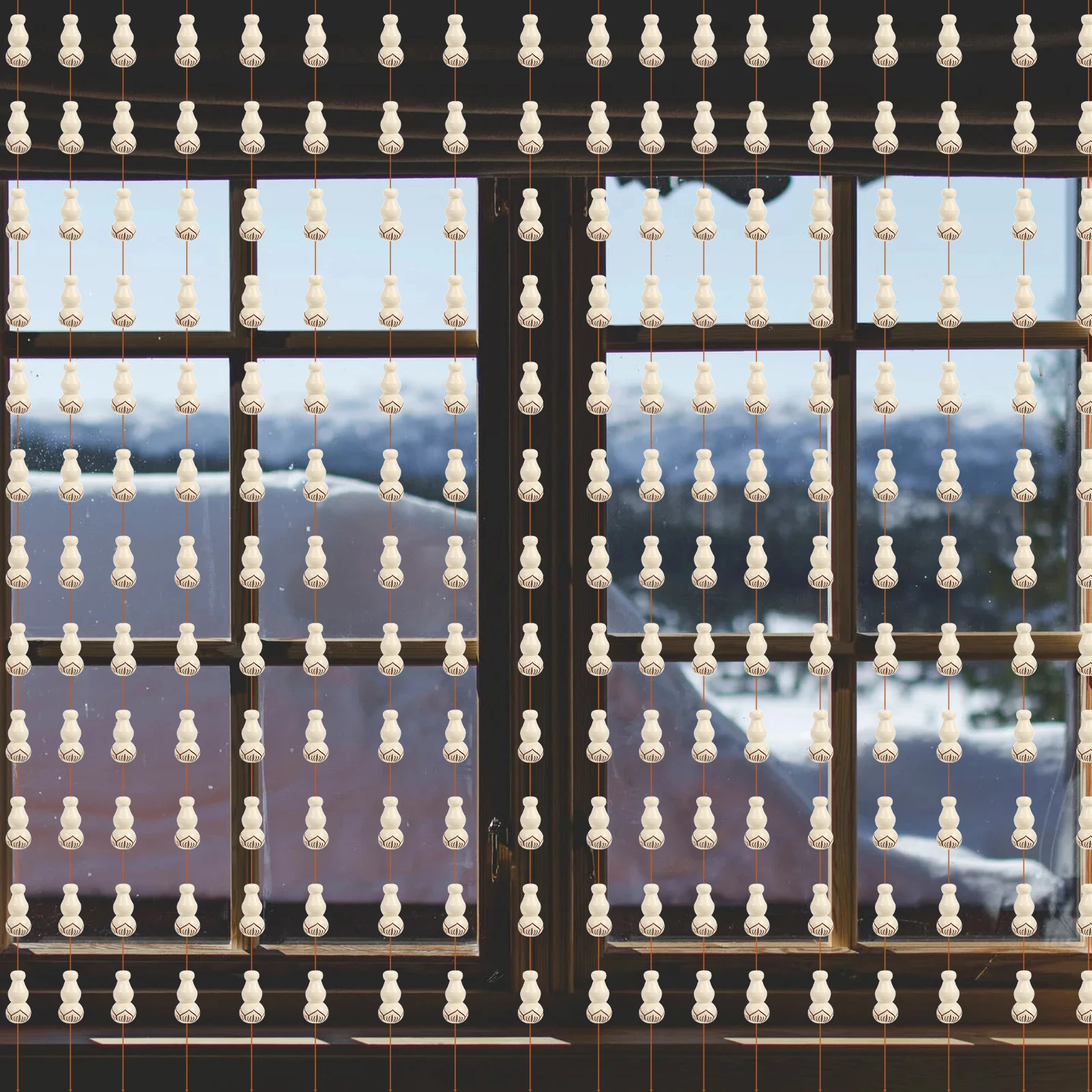 

200 Pcs Wooden Gourd Bead Door Curtain Decorative Accessory White Hanging Smooth Material Use Simple Practical Function