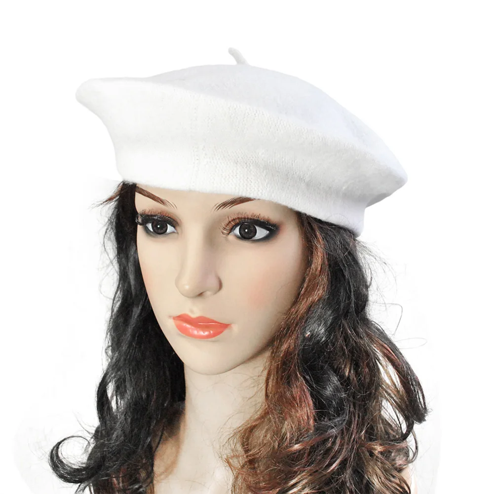 Winter Warme Wol Effen Baret Voor Dames Meisjes Vintage Kunstenaar Mode Casual Effen Zwart Rood Beanie Hoed Caps Boinas para mujer