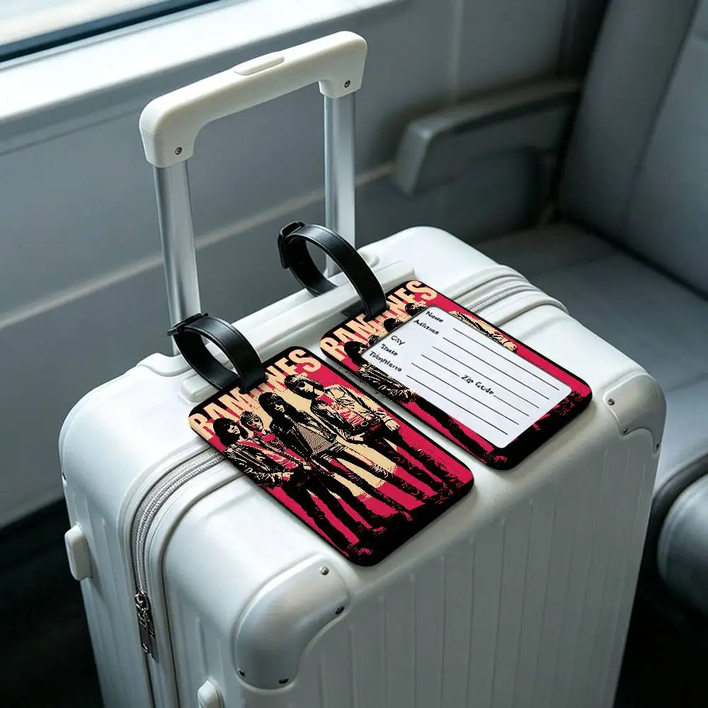 Punk Triads Rock Band R-Ramones PVC Baggage Identification Tag Anti lost Information Card Holder Travel Suitcase Name Tag