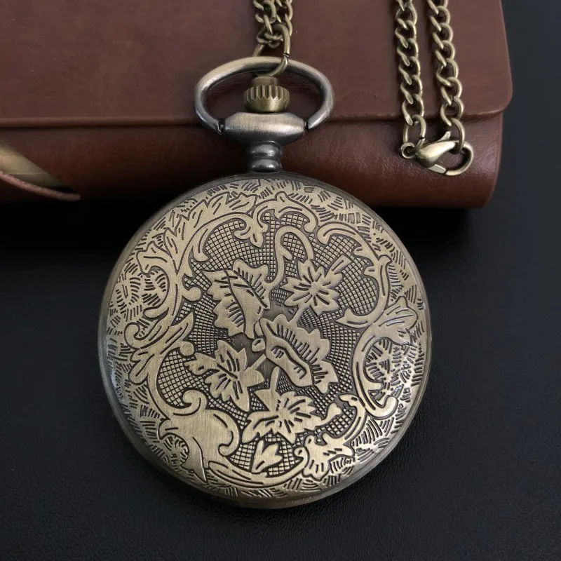 Bronze Tiger Hollow Quartz Pocket Watch Clock Necklace Pendant Womens Men GIfts Reloj De Bolsillo Dropshipping