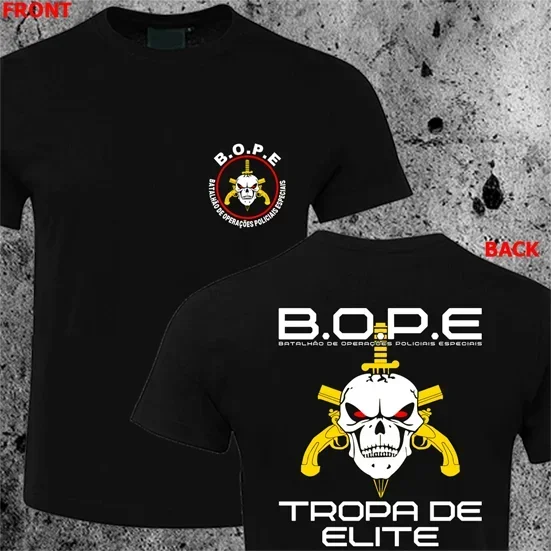 تي شيرت BOPE Tropa De Elite البرازيل الخاص لقوات النخبة بأكمام قصيرة كاجوال 100% قطن للرجال