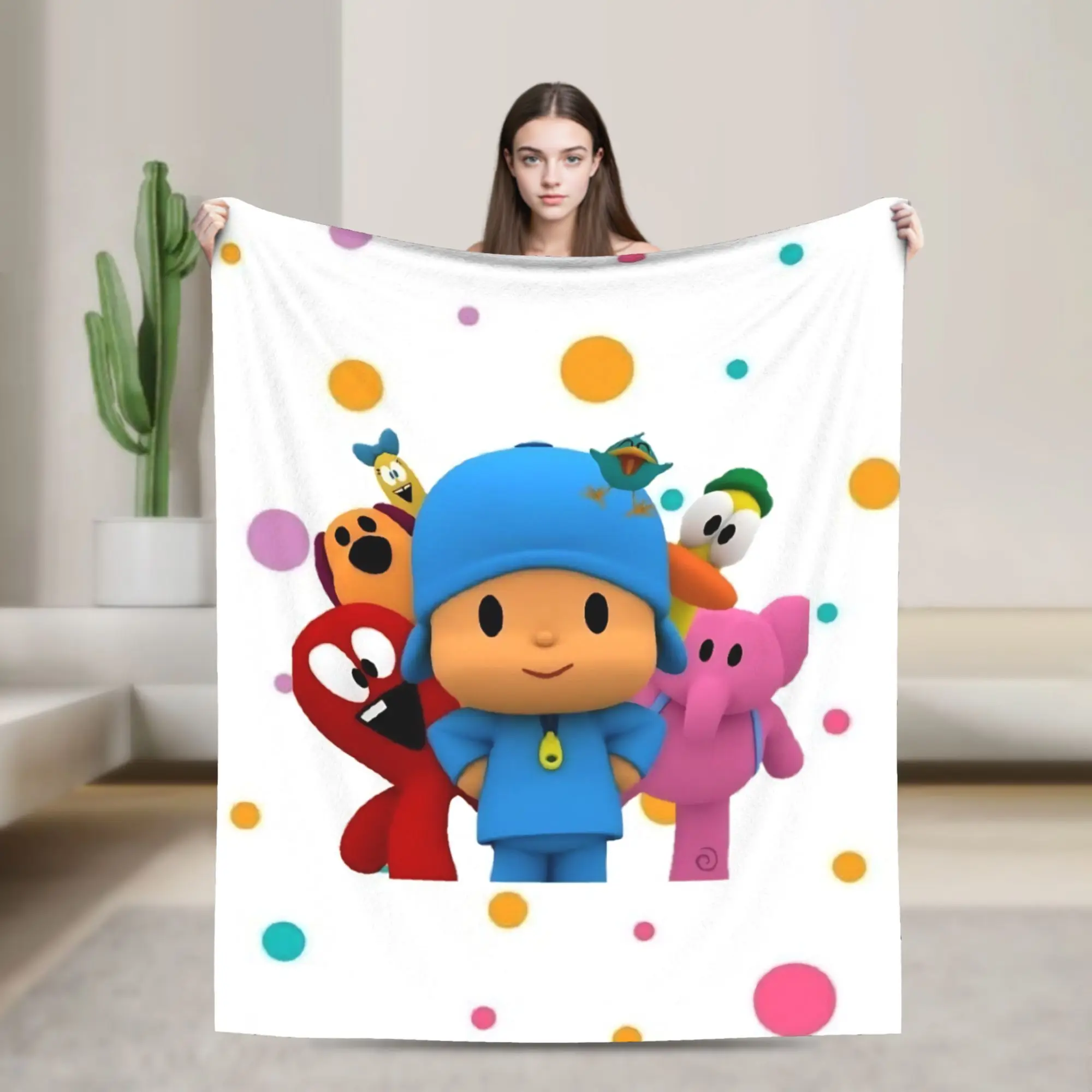 P-Pocoyod Comedy Cartoon Blankets Flannel Decoration  Portable Super Soft Throw Blankets for Bed Bedroom Rug Piece