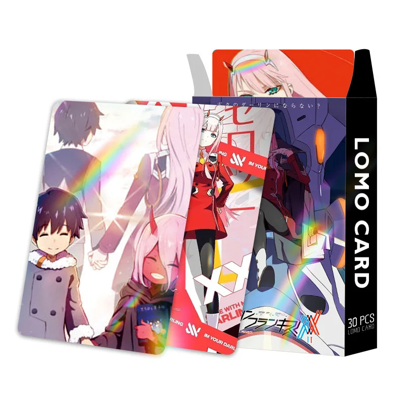 Tarjetas fotográficas de DARLING In The FRANXX para niños, tarjetas de fotos de Anime de 30 piezas, Zero Two, Lomo, colección de Fans, postales, juguetes para niños, regalo