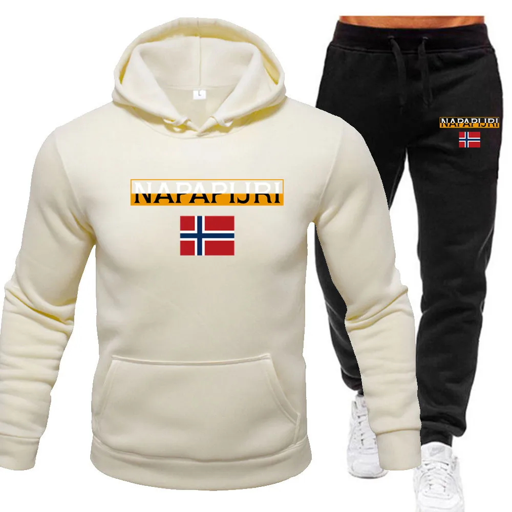 2025 Felpa con cappuccio e pantaloni universitari da uomo autunno/inverno Pantaloni da corsa sportivi e per il tempo libero Fashion Street Nuovo set