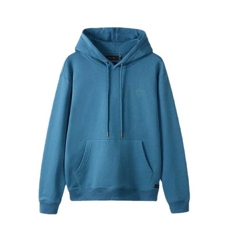 2023 Autumn Men's Brand High end Sweater Men's Hooded Pullover Grey Blue Solid Casual Long Sleeve Autumn Top