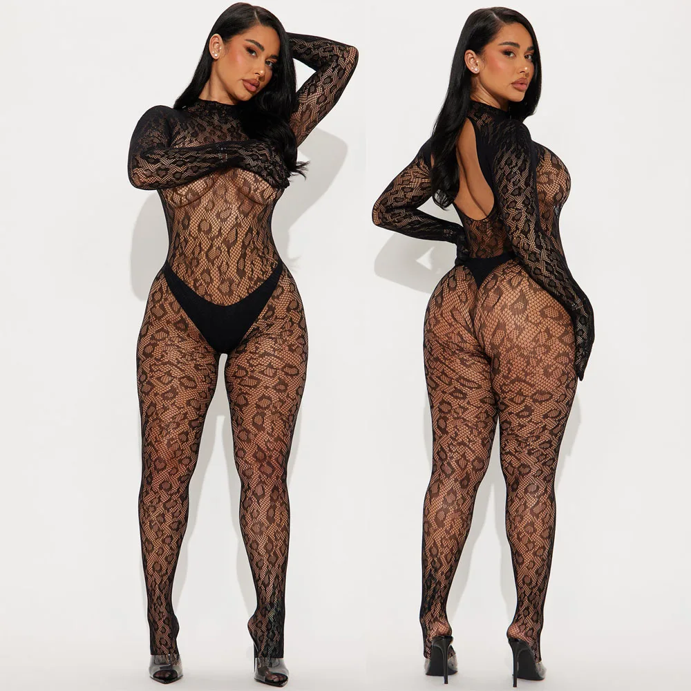 Plus Size Seductive Floral Lace Bodystocking - Crotchless Halter Design for Alluring Comfort - Womens Intimate Erotic Lingerie