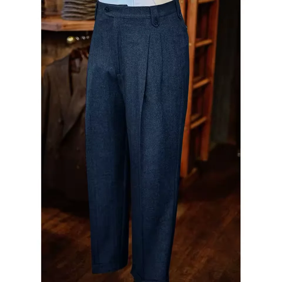 남성용 블레이저 헤링본 싱글 브레스티드 캐주얼 수트 슬림 편안한 칼라 아우터웨어 코트 바지 통기성 비즈니스 핫 세일