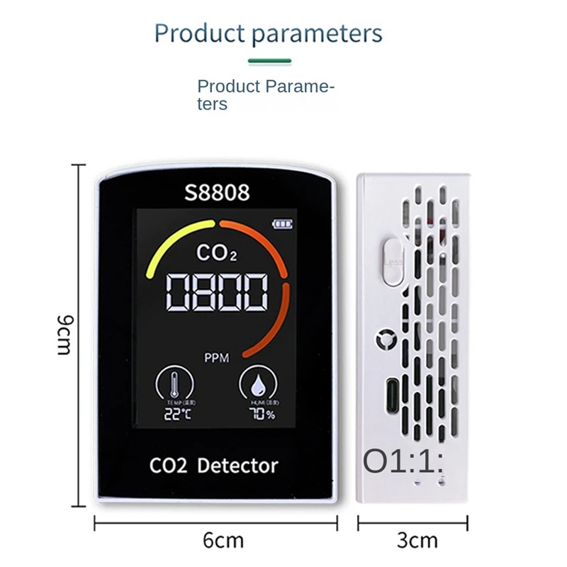 4-In-1 Digital CO2 Meter Measure Carbon Dioxide Humidity Temperature TVOC Sensor Tester CO2 Air Quality Monitor Detector