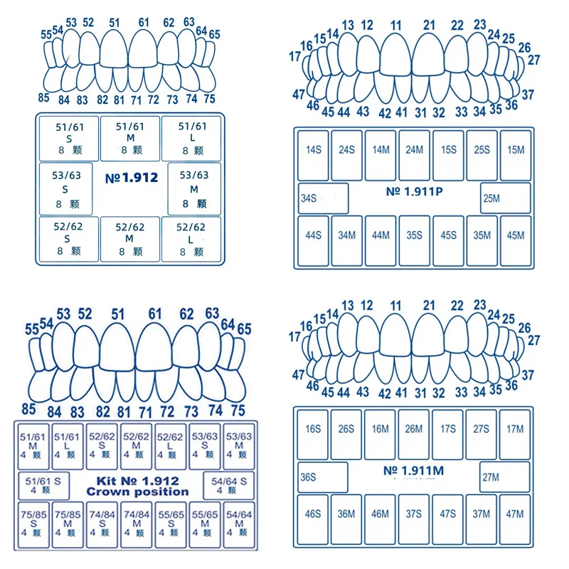64Pcs Dental Transparent Crowns Anterior Posterior Deciduous Temporary Preformed Molar Tooth Crown Adult Kids Dentistry Material