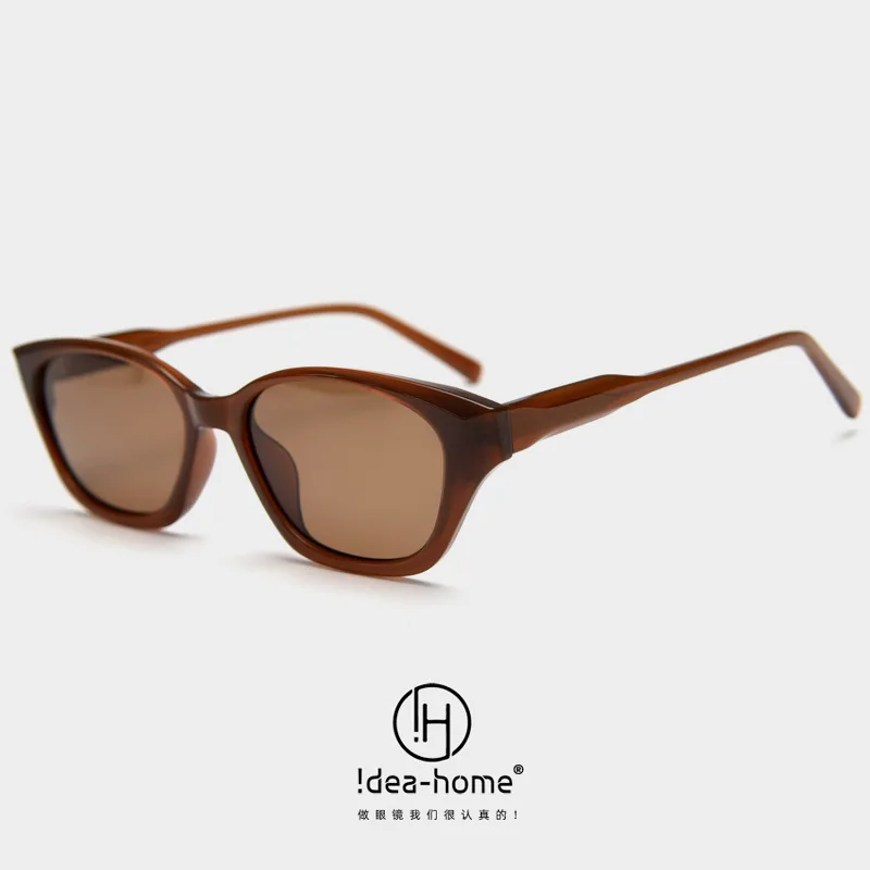2026 Korean Retro Acetate Cat Eye Polarized Sunglasses Unisex Brown Gray UV400 Outdoor Streetwear Fashion Shades