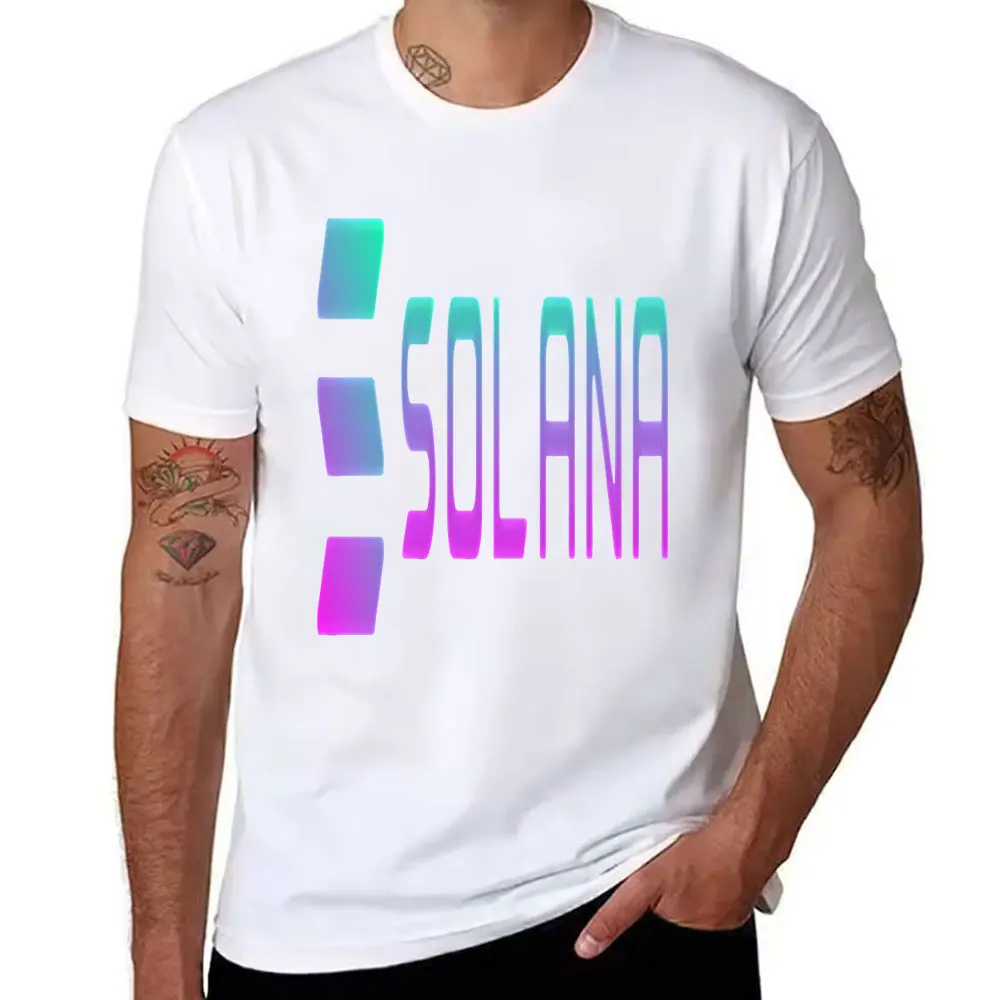 Men's Cotton Solana Graphic T-Shirt Casual Crew Neck Short Sleeve Tee for Crypto Enthusiasts