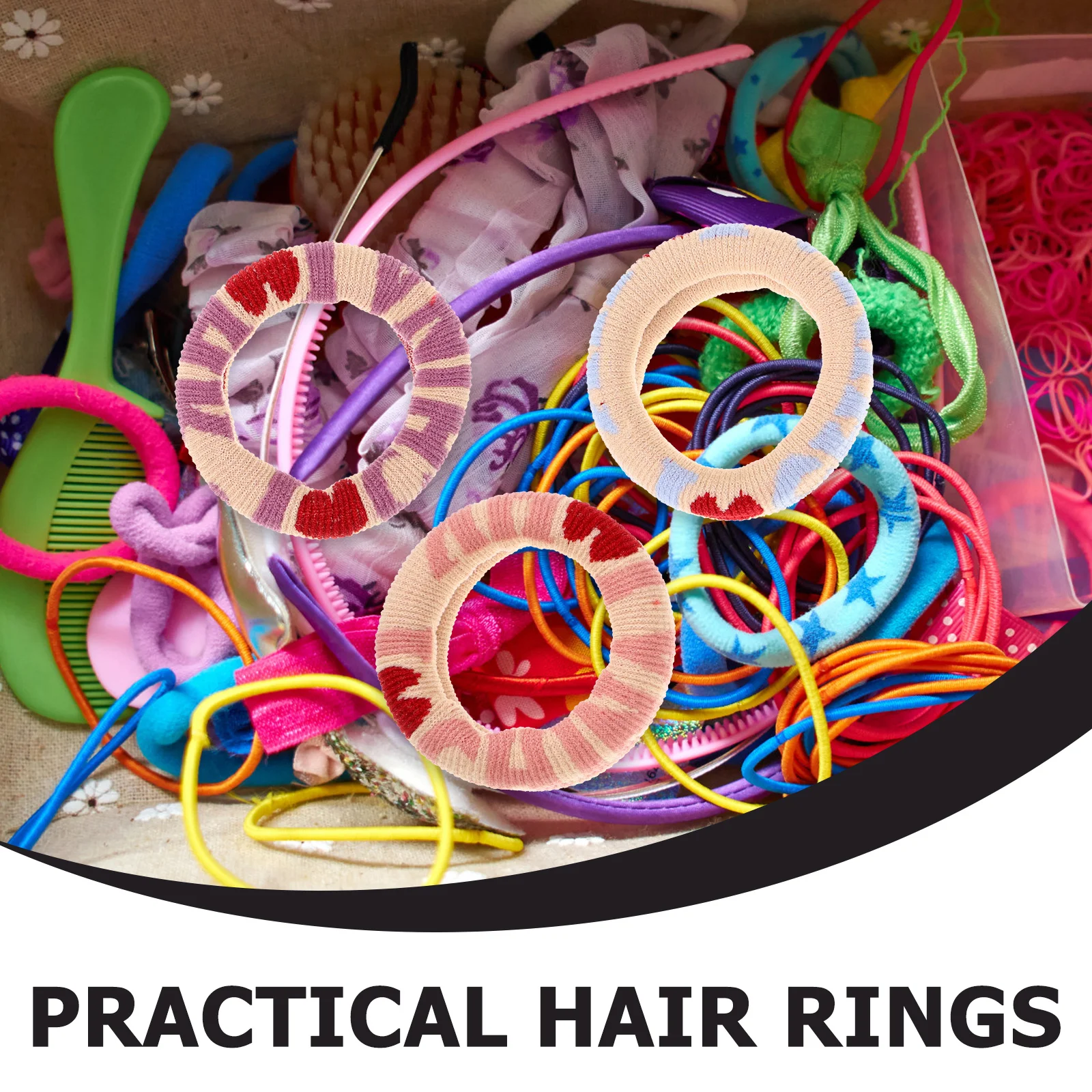 

4Pcs Wide Premium Cloth Hair Scrunchies Chic Elegant Heart Pattern Design Practical Hair Rings for Women Festival Daily Wear