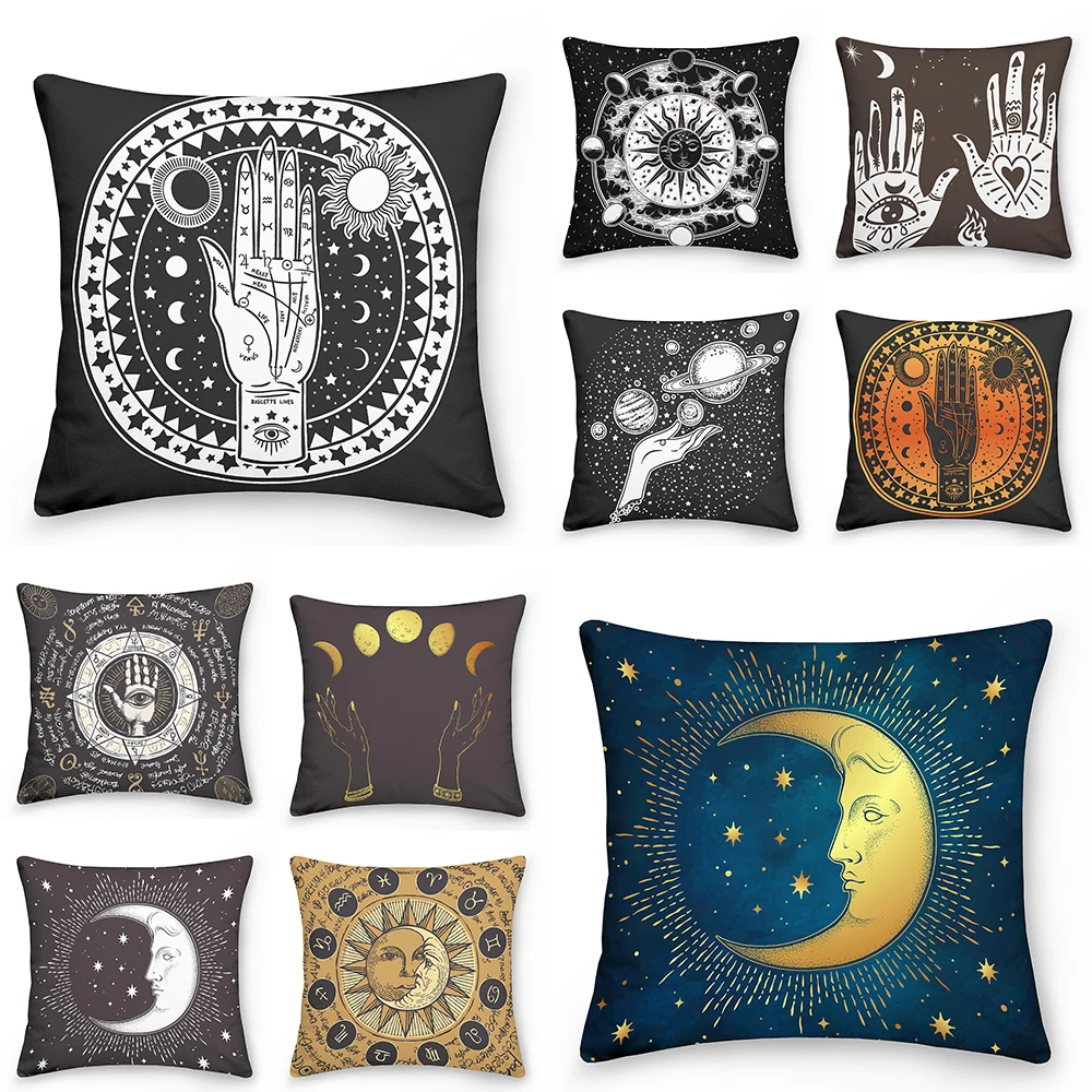 

Tarot Sun and Moon Cushion Cover Throw Pillow Cover Bohemian Decorative Pillow Case Home Decor Square 45x45cm Pillowcase