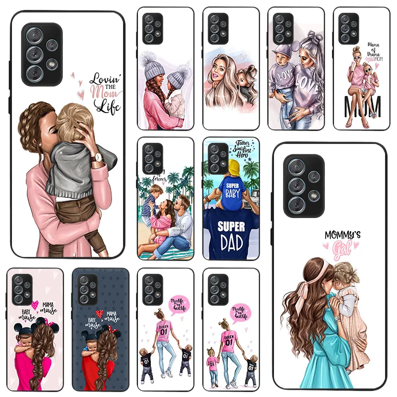 Ultra Thin Case For Samsung A32 A33 A53 A73 A22 A52 A13 A23 A72 A42 S9 A71 A51 A31 A41 A21 11 A12 Black Brown Hair Baby Mom Girl