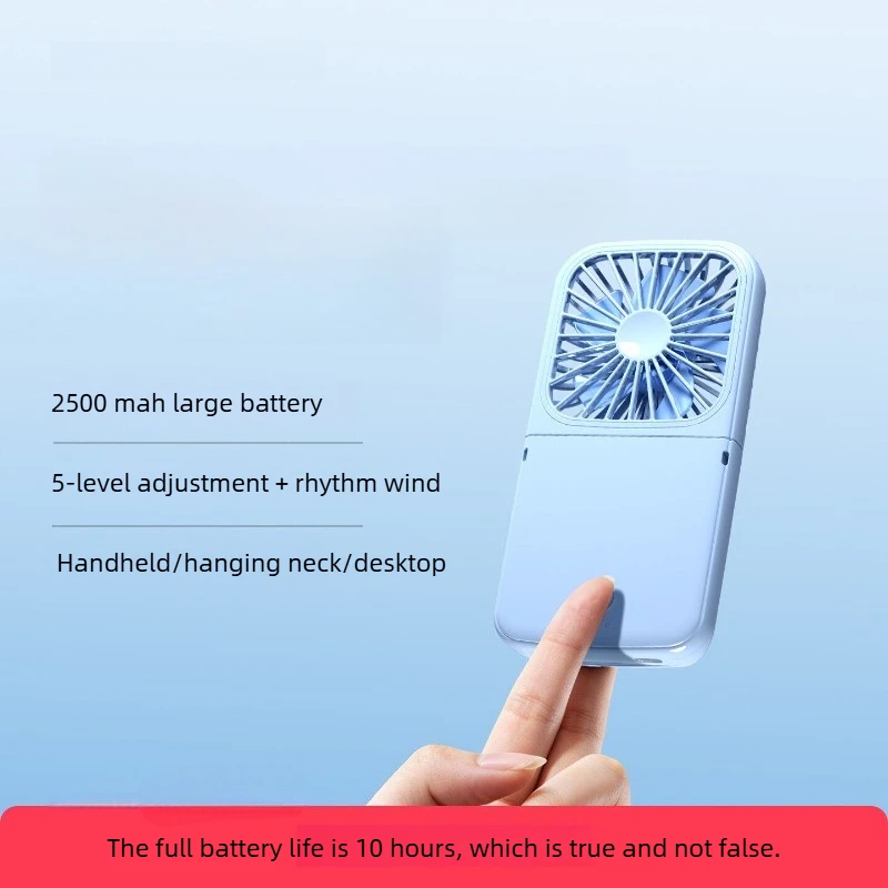 Handheld Neck Hanging Fan Powerful Wind Export Japan Student Dormitory Desktop Mini USB Portable