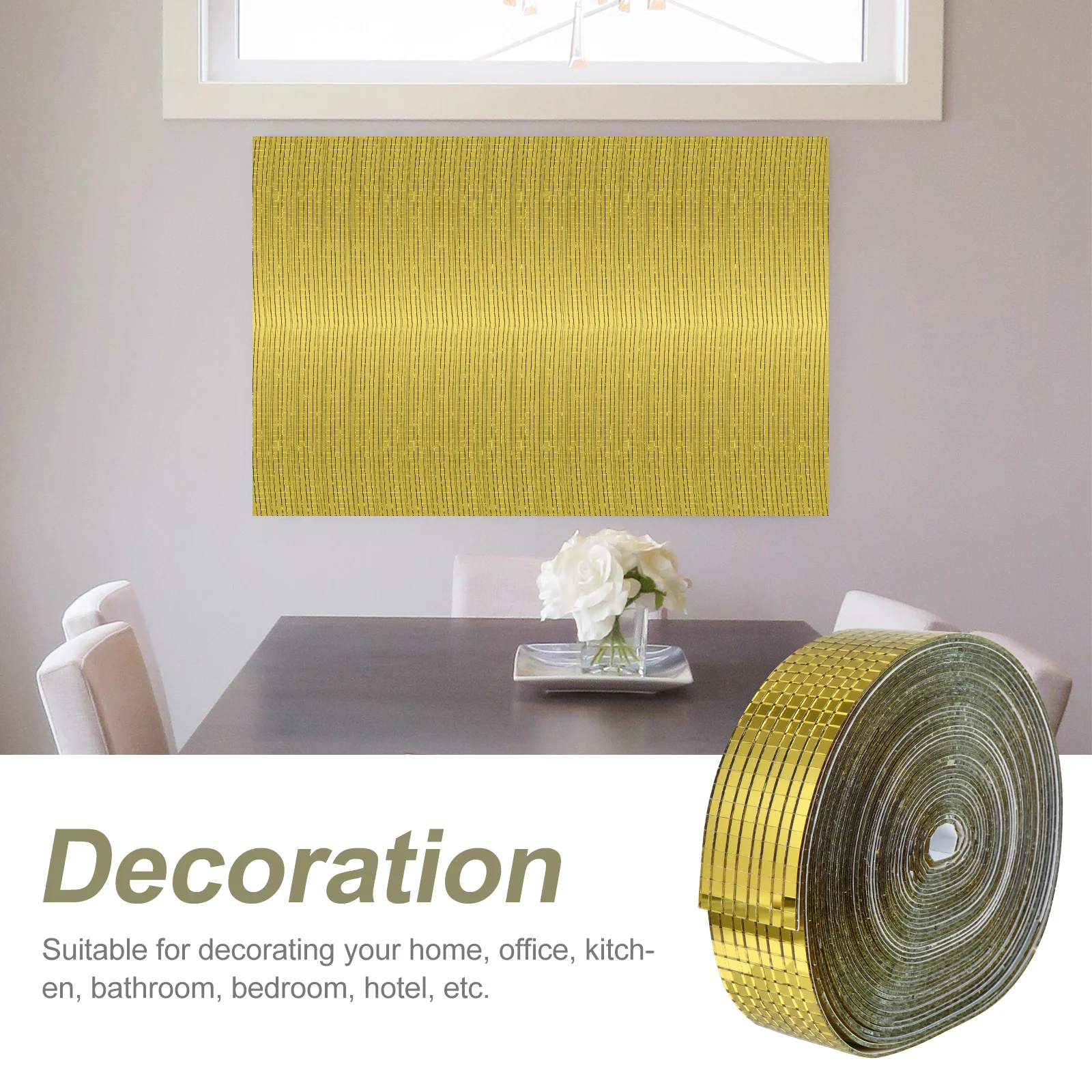 

1 Roll Self-Adhesive Glass Fiber Wall Tiles Waterproof Decorative For Home Office Bedroom Hotel Use Mosaic Tile Stickers Glass