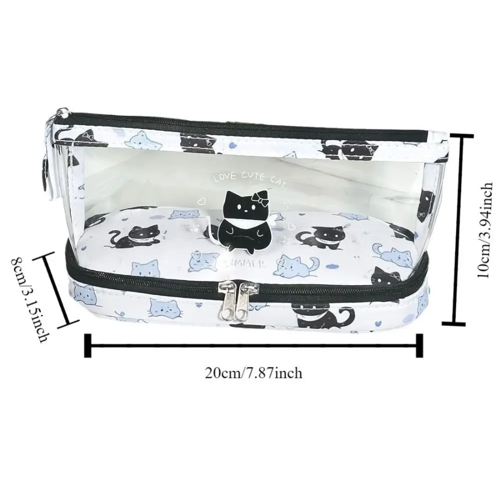 قماش مقلمة شفافة الكرتون فراشة هريرة طالب قلم رصاص الحقيبة Kapibala الحد الأدنى نمط القرطاسية حقيبة التخزين