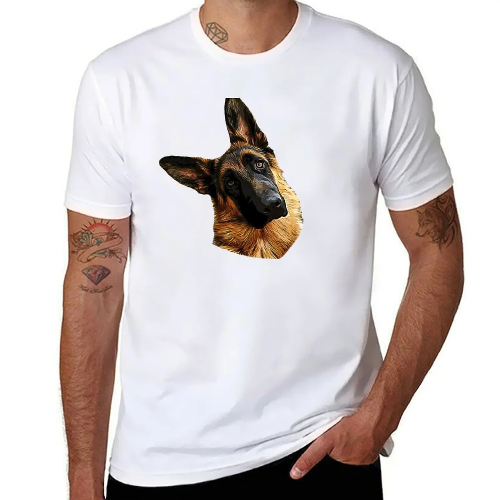 

German Shepherd Head Tilt T-Shirt t shirts for man cotton man t shirts for men casual T-Shirt