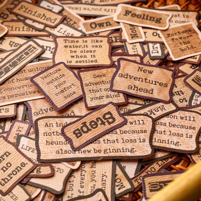 30pcs/lot Vintage Brown English Phrase Stickers, Retro European Text Design,DIY Handmade Album Scrapbooking Decorative Paper