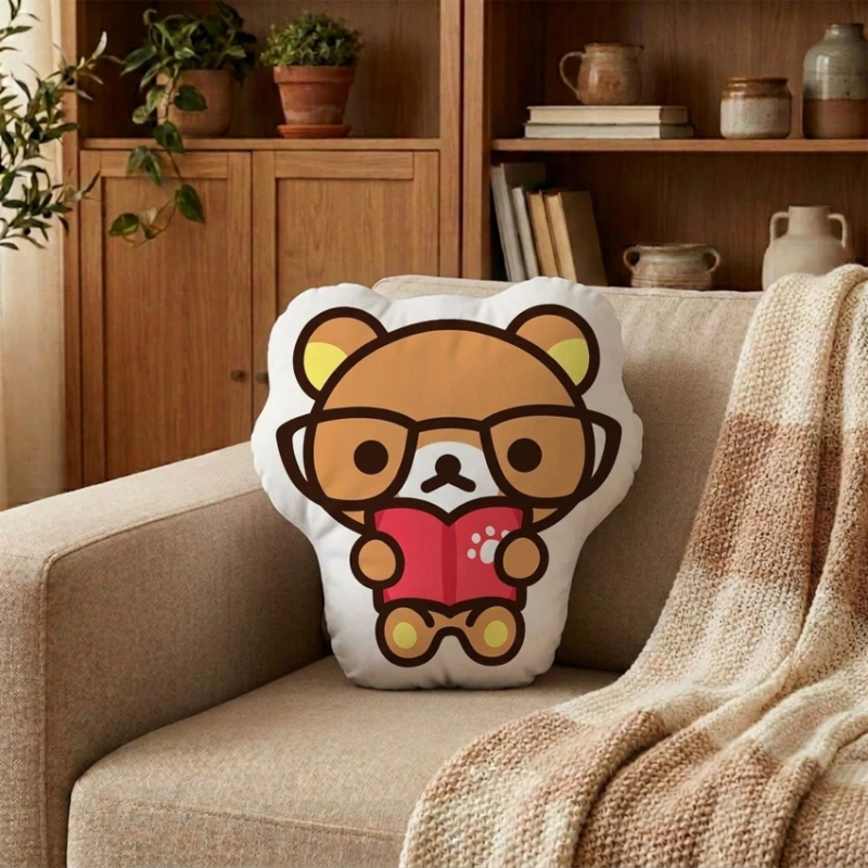 Neues Rilakkuma-förmiges Kissen, hochwertiges, farbenfrohes Cartoon-Animationspuppen-Kissen, kreatives Mädchenherz-Sofa-Auto-Kissen, Geburtstagsgeschenk – Detail 6